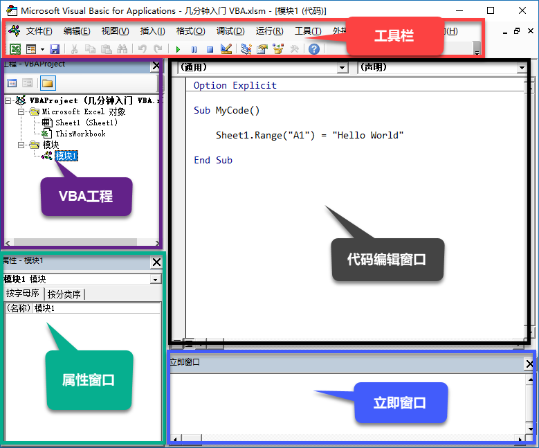 如何使用 Excel VBA 编辑器？