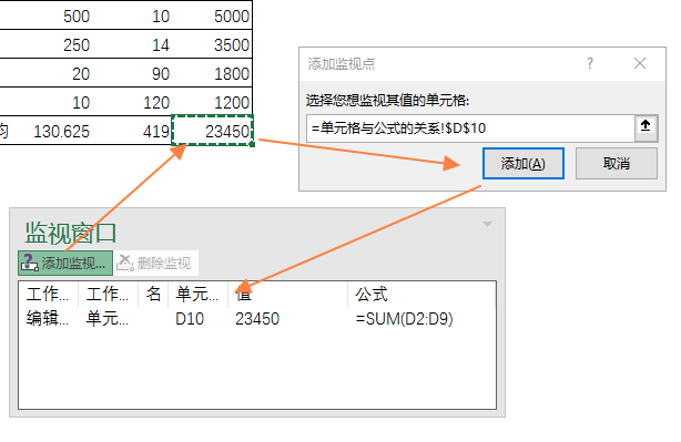 监视单元格的值及其值的变化