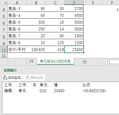 监视单元格的值及其值的变化