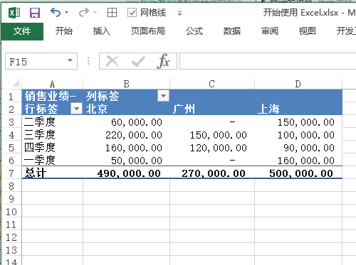 Excel 中使用数据透视表