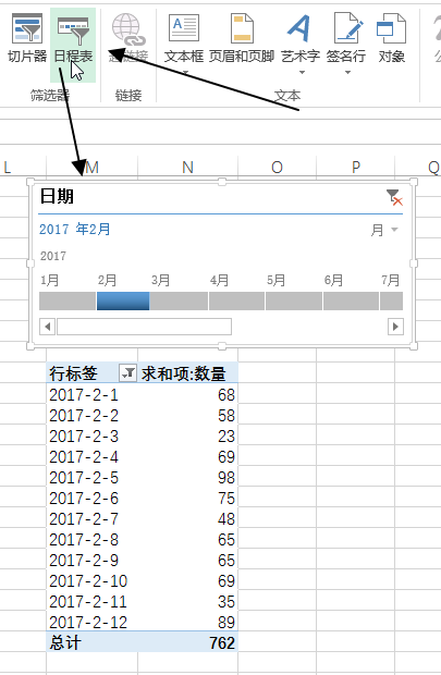 插入 - 筛选器命令组