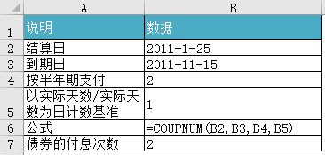 Excel COUPNUM 函数