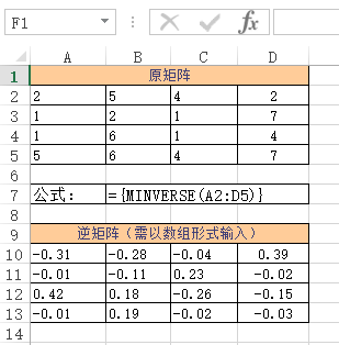 Excel MINVERSE 函数