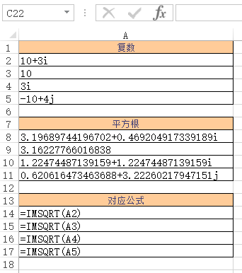 IMSQRT 函数