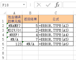 ERROR.TYPE 函数